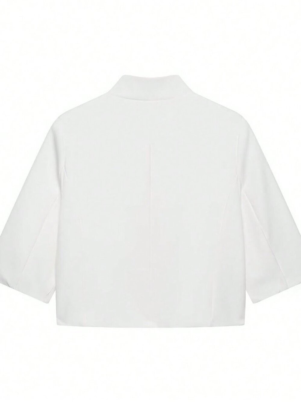White Casual Women's Minimalist Versatile Short Sleeve Cropped Blazer - Picture 6 of 9